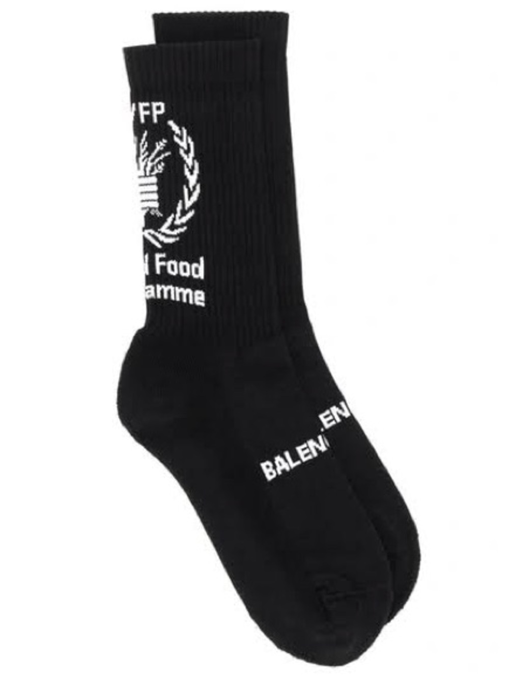 Balenciaga x WFP Black Crew Socks with White Logo (100% authentic)